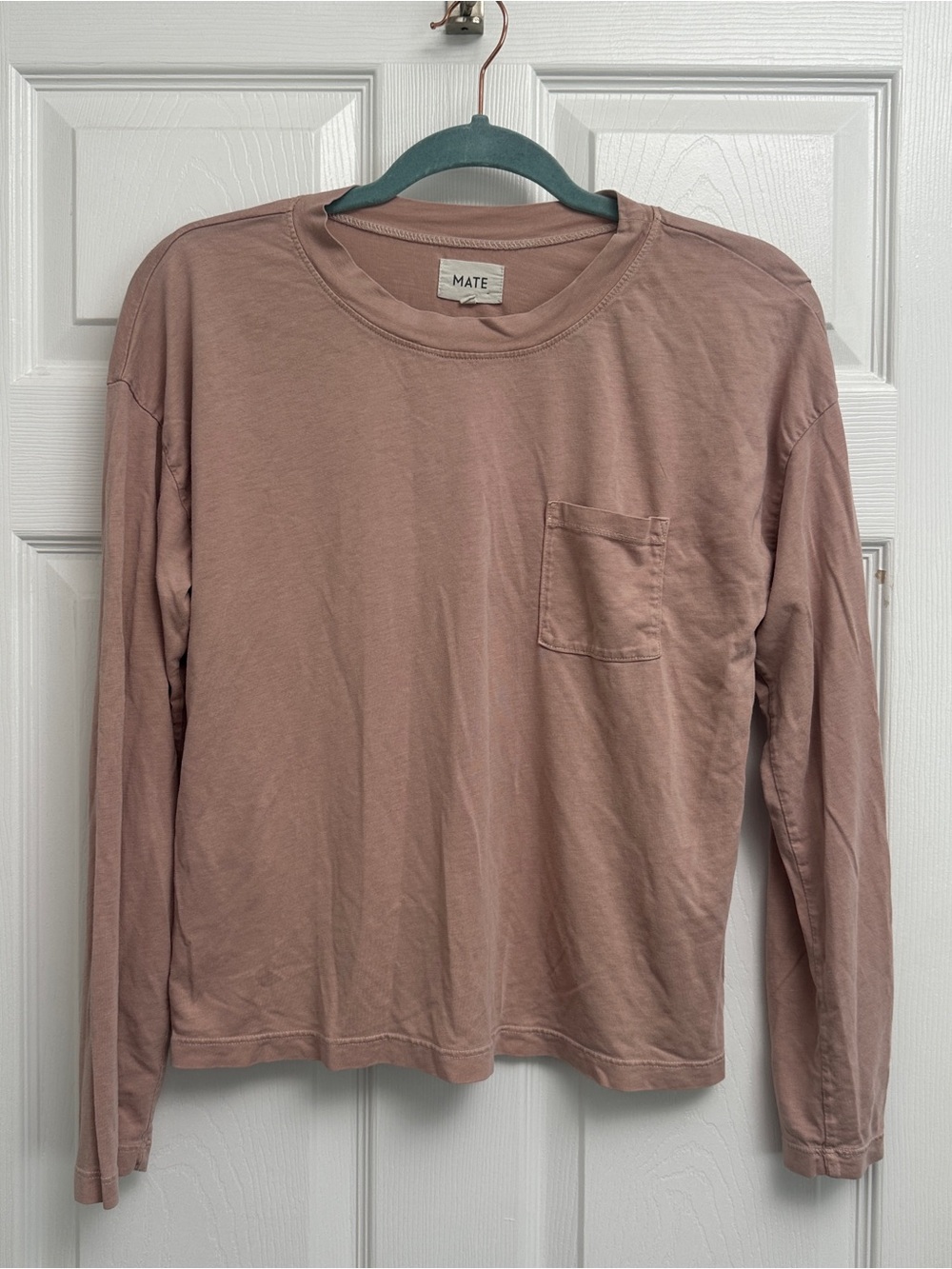 MATE the Label Long Sleeve Pocket Tee in Dusty Rose Pink